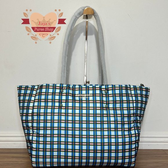 💙Kate Spade Large Plaid Polyester Tote💙